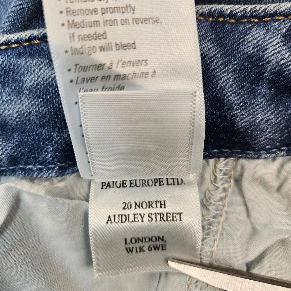 Paige Drew Cargo Pockets Straight Leg Jeans Light Wash Blue Size 27 WB068
